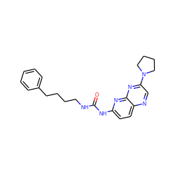 O=C(NCCCCc1ccccc1)Nc1ccc2ncc(N3CCCC3)nc2n1 ZINC000169704099