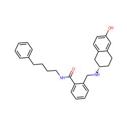 O=C(NCCCCc1ccccc1)c1ccccc1CN[C@H]1CCc2cc(O)ccc2C1 ZINC000013589127