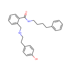 O=C(NCCCCc1ccccc1)c1ccccc1CNCCc1ccc(O)cc1 ZINC000013589103