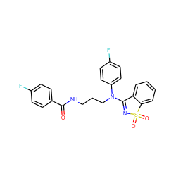 O=C(NCCCN(C1=NS(=O)(=O)c2ccccc21)c1ccc(F)cc1)c1ccc(F)cc1 ZINC000064549590