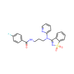 O=C(NCCCN(C1=NS(=O)(=O)c2ccccc21)c1ccccn1)c1ccc(F)cc1 ZINC000064573774