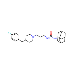 O=C(NCCCN1CCC(Cc2ccc(F)cc2)CC1)NC12CC3CC(CC(C3)C1)C2 ZINC000013443575