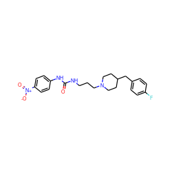 O=C(NCCCN1CCC(Cc2ccc(F)cc2)CC1)Nc1ccc([N+](=O)[O-])cc1 ZINC000013443502