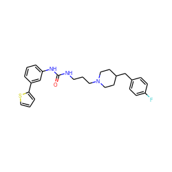 O=C(NCCCN1CCC(Cc2ccc(F)cc2)CC1)Nc1cccc(-c2cccs2)c1 ZINC000013443543