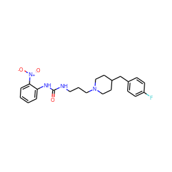 O=C(NCCCN1CCC(Cc2ccc(F)cc2)CC1)Nc1ccccc1[N+](=O)[O-] ZINC000013443496