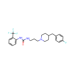 O=C(NCCCN1CCC(Cc2ccc(F)cc2)CC1)Nc1ccccc1C(F)(F)F ZINC000013443487