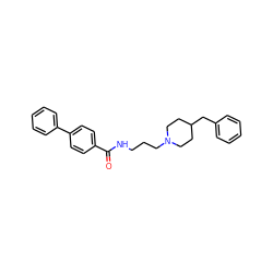 O=C(NCCCN1CCC(Cc2ccccc2)CC1)c1ccc(-c2ccccc2)cc1 ZINC000473119836