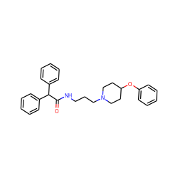 O=C(NCCCN1CCC(Oc2ccccc2)CC1)C(c1ccccc1)c1ccccc1 ZINC000013755528