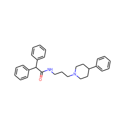 O=C(NCCCN1CCC(c2ccccc2)CC1)C(c1ccccc1)c1ccccc1 ZINC000013755525