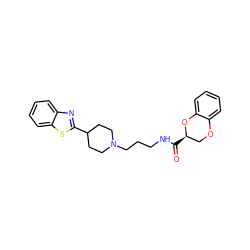 O=C(NCCCN1CCC(c2nc3ccccc3s2)CC1)[C@@H]1COc2ccccc2O1 ZINC000169312202