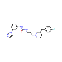 O=C(NCCCN1CCC[C@@H](Cc2ccc(F)cc2)C1)Nc1cccc(-n2ccnc2)c1 ZINC000029399017