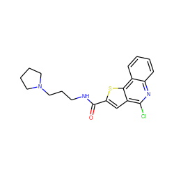 O=C(NCCCN1CCCC1)c1cc2c(Cl)nc3ccccc3c2s1 ZINC000004938278