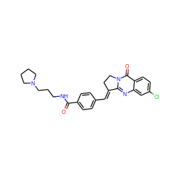 O=C(NCCCN1CCCC1)c1ccc(/C=C2\CCn3c2nc2cc(Cl)ccc2c3=O)cc1 ZINC000084604947