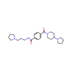 O=C(NCCCN1CCCC1)c1ccc(C(=O)N2CCC(N3CCCC3)CC2)cc1 ZINC000096284350