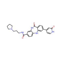 O=C(NCCCN1CCCC1)c1ccc2c(c1)NC(=O)c1ccc(-c3cc[nH]c(=O)c3)cc1N2 ZINC000043009623