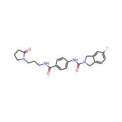 O=C(NCCCN1CCCC1=O)c1ccc(NC(=O)N2Cc3ccc(F)cc3C2)cc1 ZINC000167256687