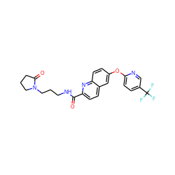 O=C(NCCCN1CCCC1=O)c1ccc2cc(Oc3ccc(C(F)(F)F)cn3)ccc2n1 ZINC001772643544