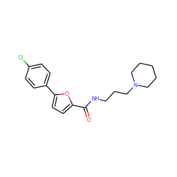 O=C(NCCCN1CCCCC1)c1ccc(-c2ccc(Cl)cc2)o1 ZINC000022695608