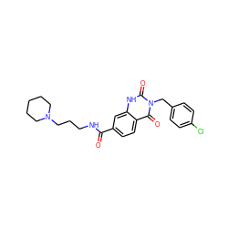 O=C(NCCCN1CCCCC1)c1ccc2c(=O)n(Cc3ccc(Cl)cc3)c(=O)[nH]c2c1 ZINC000028639604