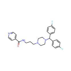 O=C(NCCCN1CCN(C(c2ccc(F)cc2)c2ccc(F)cc2)CC1)c1ccncc1 ZINC000653697072