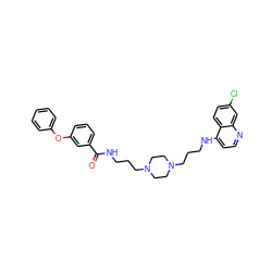 O=C(NCCCN1CCN(CCCNc2ccnc3cc(Cl)ccc23)CC1)c1cccc(Oc2ccccc2)c1 ZINC000027643476