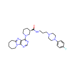 O=C(NCCCN1CCN(c2ccc(F)cc2)CC1)[C@@H]1CCCN(c2ncnc3c2nc2n3CCCCC2)C1 ZINC000009153344