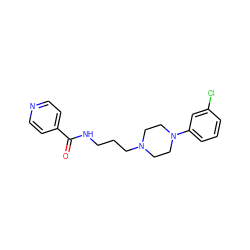 O=C(NCCCN1CCN(c2cccc(Cl)c2)CC1)c1ccncc1 ZINC000107265504