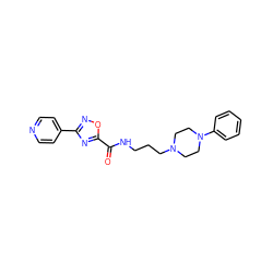 O=C(NCCCN1CCN(c2ccccc2)CC1)c1nc(-c2ccncc2)no1 ZINC000015675376