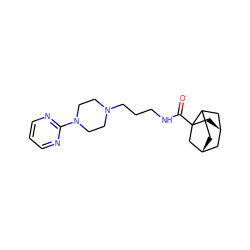 O=C(NCCCN1CCN(c2ncccn2)CC1)C12C[C@@H]3CC1C[C@H](C3)C2 ZINC000100840389