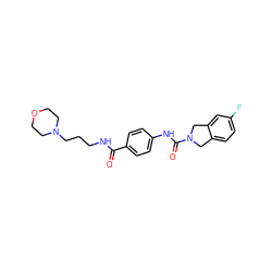 O=C(NCCCN1CCOCC1)c1ccc(NC(=O)N2Cc3ccc(F)cc3C2)cc1 ZINC000167519083