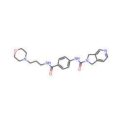 O=C(NCCCN1CCOCC1)c1ccc(NC(=O)N2Cc3ccncc3C2)cc1 ZINC000167298842