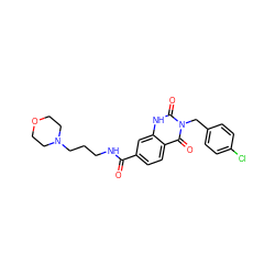 O=C(NCCCN1CCOCC1)c1ccc2c(=O)n(Cc3ccc(Cl)cc3)c(=O)[nH]c2c1 ZINC000028642395