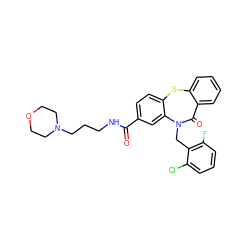 O=C(NCCCN1CCOCC1)c1ccc2c(c1)N(Cc1c(F)cccc1Cl)C(=O)c1ccccc1S2 ZINC000033356321