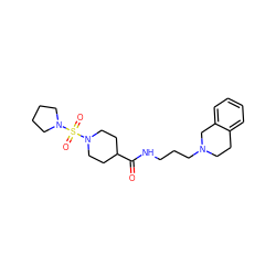 O=C(NCCCN1CCc2ccccc2C1)C1CCN(S(=O)(=O)N2CCCC2)CC1 ZINC000002953419