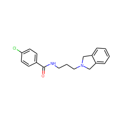 O=C(NCCCN1Cc2ccccc2C1)c1ccc(Cl)cc1 ZINC000060487229