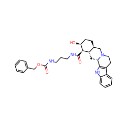 O=C(NCCCNC(=O)[C@H]1[C@@H](O)CC[C@H]2CN3CCc4c([nH]c5ccccc45)[C@@H]3C[C@@H]21)OCc1ccccc1 ZINC000028525606