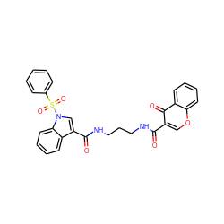 O=C(NCCCNC(=O)c1cn(S(=O)(=O)c2ccccc2)c2ccccc12)c1coc2ccccc2c1=O ZINC000653784773