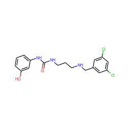 O=C(NCCCNCc1cc(Cl)cc(Cl)c1)Nc1cccc(O)c1 ZINC000095580621