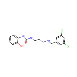 O=C(NCCCNCc1cc(Cl)cc(Cl)c1)Nc1ccccc1O ZINC000095580654