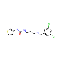 O=C(NCCCNCc1cc(Cl)cc(Cl)c1)Nc1ccsc1 ZINC000095580149