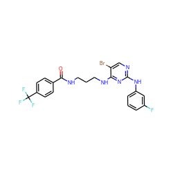 O=C(NCCCNc1nc(Nc2cccc(F)c2)ncc1Br)c1ccc(C(F)(F)F)cc1 ZINC000095564084