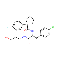 O=C(NCCCO)[C@@H](Cc1ccc(Cl)cc1)NC(=O)C1(c2ccc(F)cc2)CCCC1 ZINC000072176447