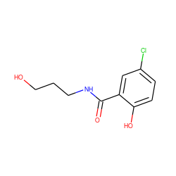 O=C(NCCCO)c1cc(Cl)ccc1O ZINC000001689026