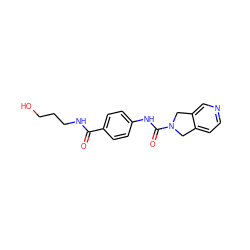 O=C(NCCCO)c1ccc(NC(=O)N2Cc3ccncc3C2)cc1 ZINC000167852371