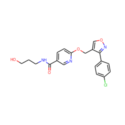 O=C(NCCCO)c1ccc(OCc2conc2-c2ccc(Cl)cc2)nc1 ZINC000143191779