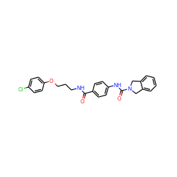 O=C(NCCCOc1ccc(Cl)cc1)c1ccc(NC(=O)N2Cc3ccccc3C2)cc1 ZINC000165974601