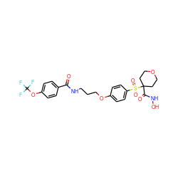 O=C(NCCCOc1ccc(S(=O)(=O)C2(C(=O)NO)CCOCC2)cc1)c1ccc(OC(F)(F)F)cc1 ZINC000071418555