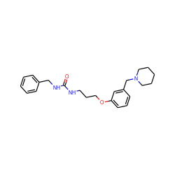 O=C(NCCCOc1cccc(CN2CCCCC2)c1)NCc1ccccc1 ZINC000013725204