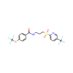 O=C(NCCCS(=O)(=O)c1ccc(C(F)(F)F)cn1)c1ccc(OC(F)(F)F)cc1 ZINC000045367080