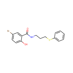 O=C(NCCCSc1ccccc1)c1cc(Br)ccc1O ZINC000015925056